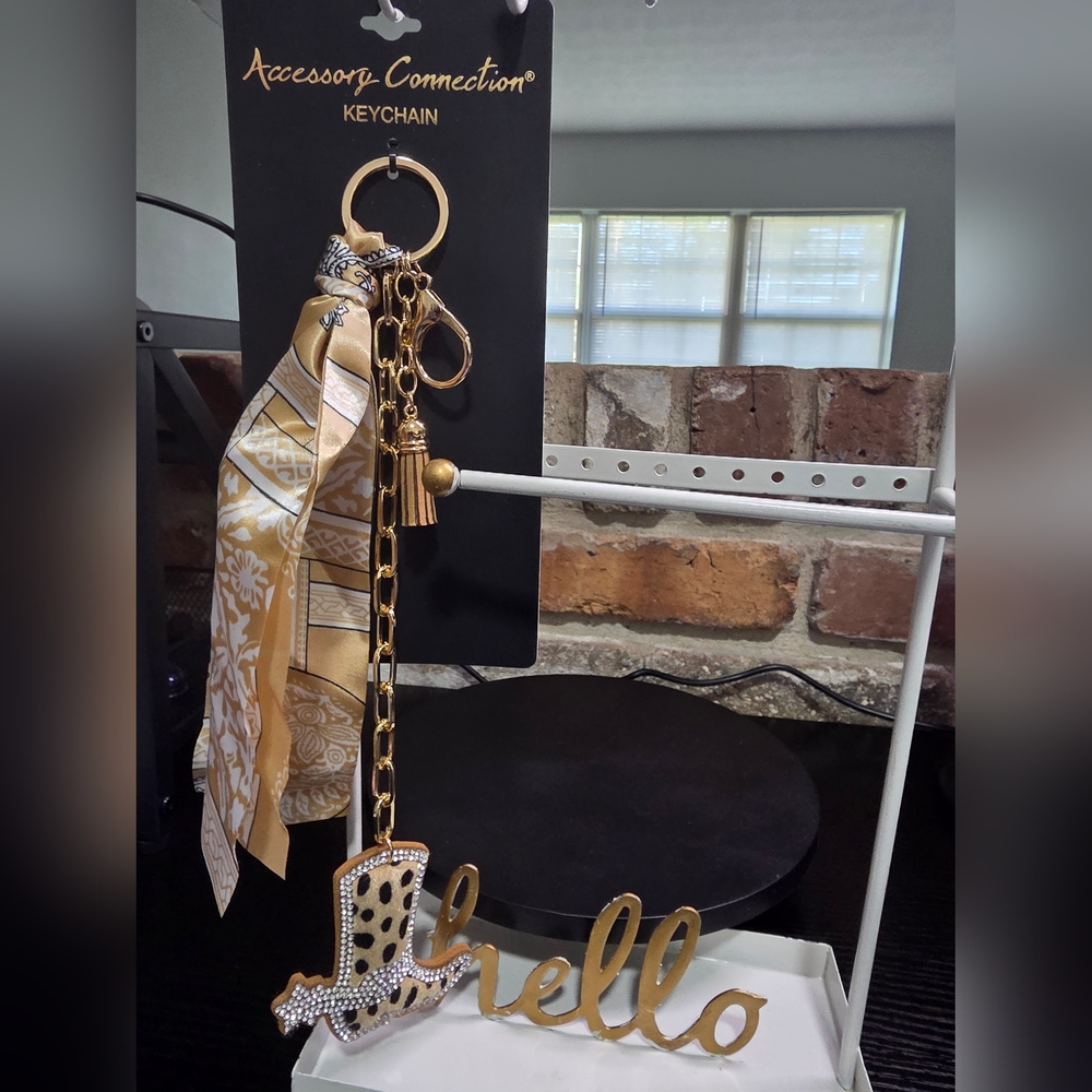 Western Inspired Key And Bag Charm with Scarf Accent